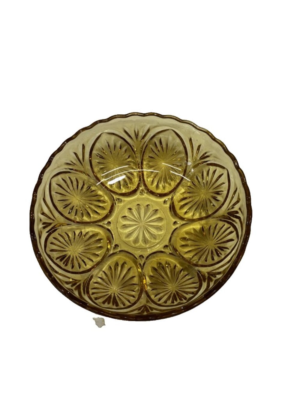Vintage Anchor Hocking Medallion Honey Gold Amber Glass Bowl Starburst Medallion